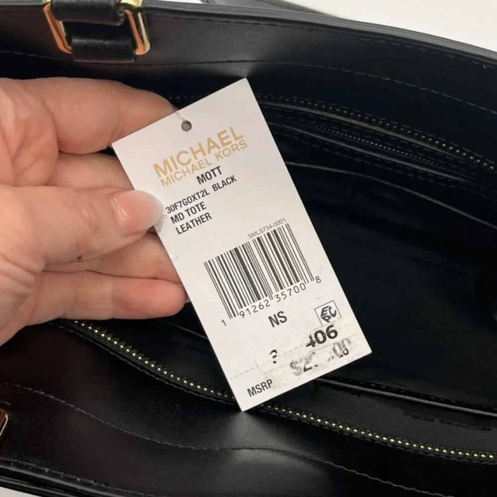 Michael Kors Black Leather Mott Tote Bag - Picture 11 of 11